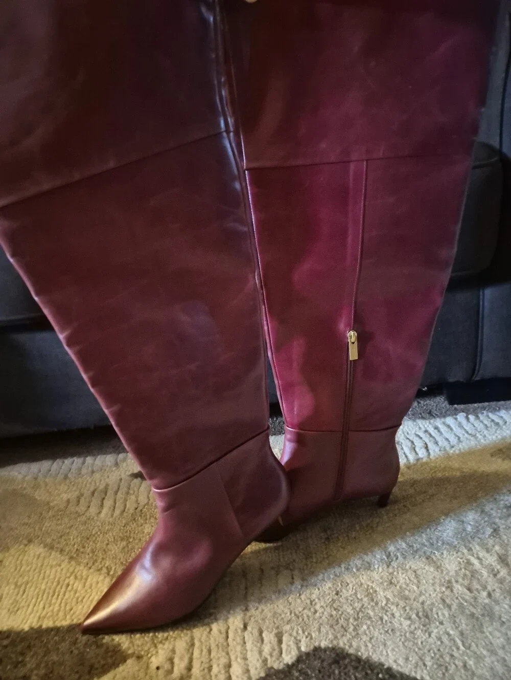 New Unboxed Vince Camuto Knee-High Genuine Leather Thigh High Boot in Chianti 7W